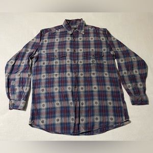 Orvis Mens Flannel Shirt Medium Aztec Tribal Button Down